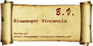 Biswanger Vincencia névjegykártya
